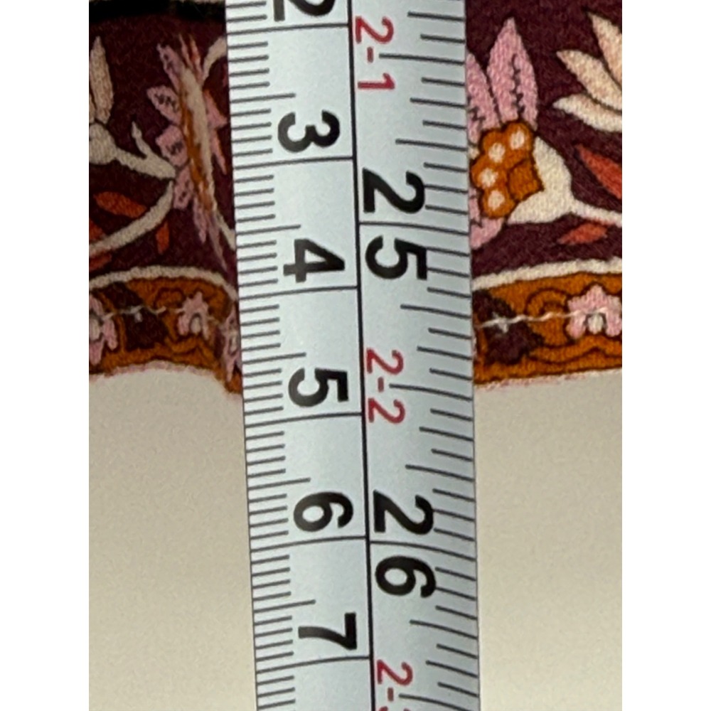 Knox Rose Womens Floral Babydoll Top Burgundy Pink V-Neck Short Sleeve Medium - Picture 3 of 9